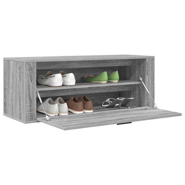 vidaXL Wandschoenenkast 100x35x38 cm bewerkt hout grijs sonoma