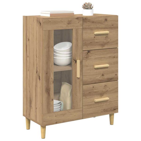 vidaXL Dressoir met lade Artisan Eiken 69,5 x 34 x 90 cm Bewerkt hout