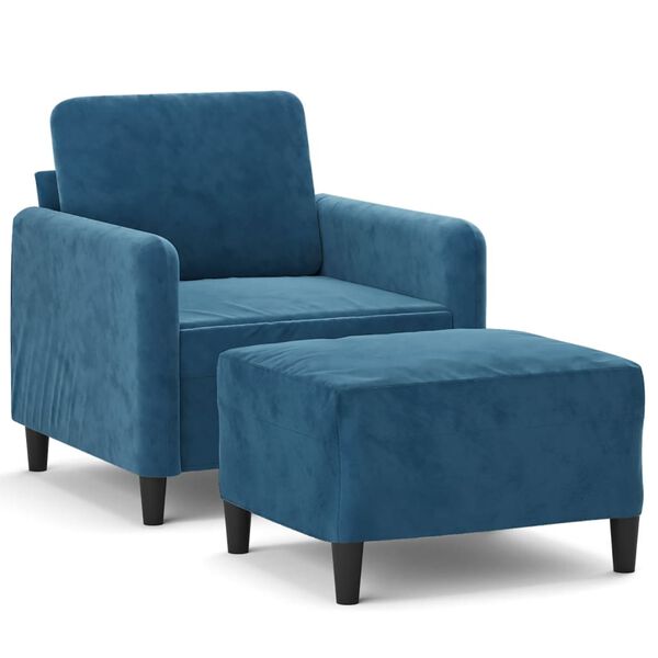 vidaXL Fauteuil met voetenbank 60 cm fluweel blauw