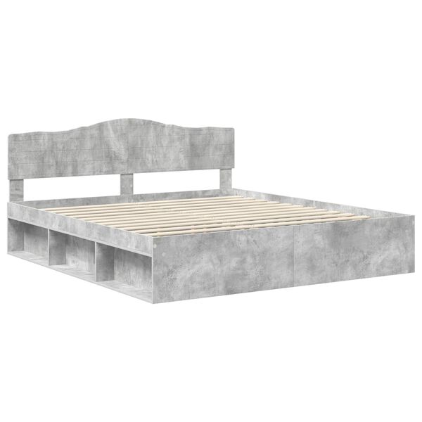 vidaXL Bedframe met hoofdeinde Beton 180 x 200 cm Massief grenenhout