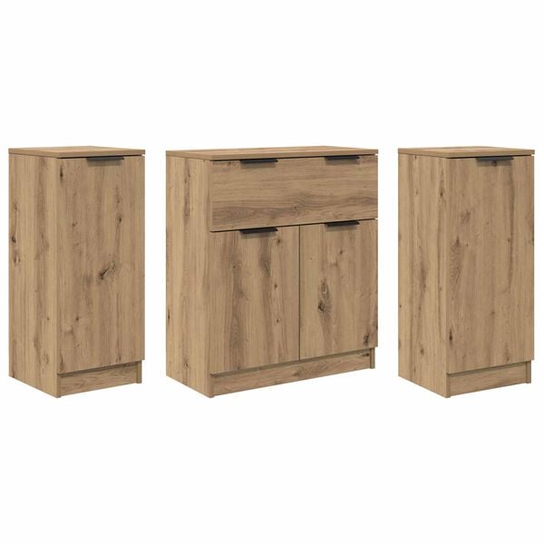 vidaXL Dressoir met lade 3 pcs Artisan Eiken Bewerkt hout