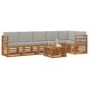 vidaXL Sofa-Sets 7 pcs Natuurlijk en Lichtgrijs Massief Acaciahout