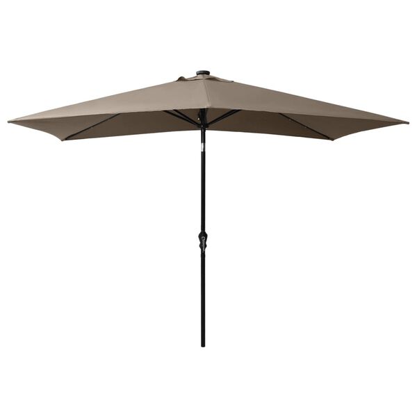 vidaXL Parasol met LED's en stalen paal 2x3 m taupe