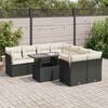 vidaXL 9-delige Loungeset met kussens poly rattan zwart