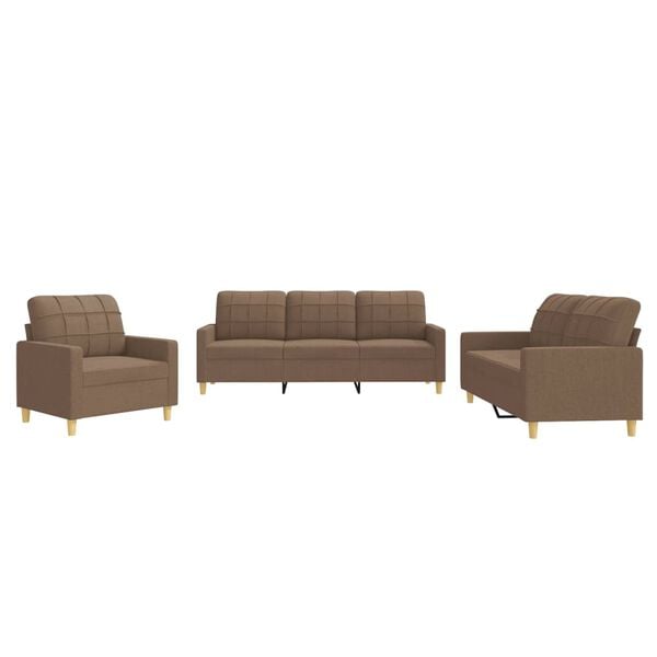 vidaXL 4-delige Loungeset met kussens stof bruin