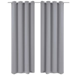 vidaXL Gordijnen met metalen ringen verduisterend 135x175 grijs 2 st