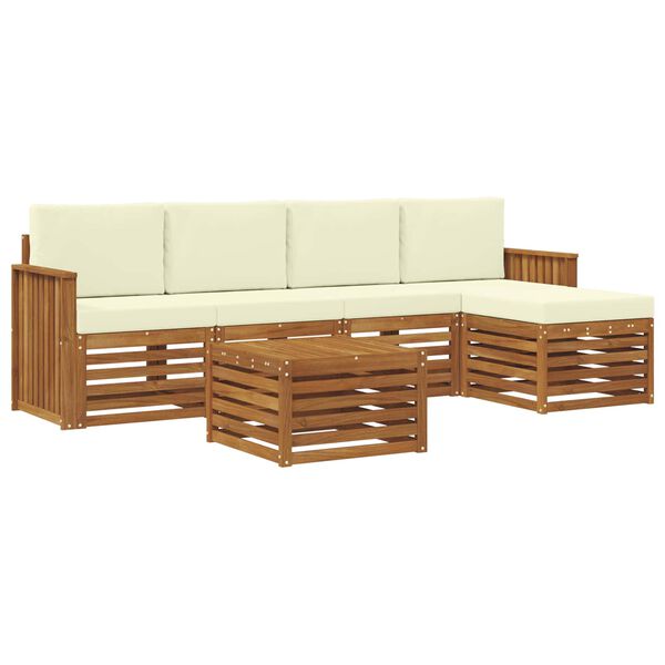 vidaXL Sofa-Sets 6 pcs Natuurlijk en Cr&egrave;me Massief Acaciahout