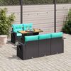 vidaXL 6-delige Loungeset met kussens poly rattan zwart