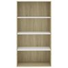 vidaXL Boekenkast met 4 schappen 80x30x151,5 cm hout wit sonoma eiken