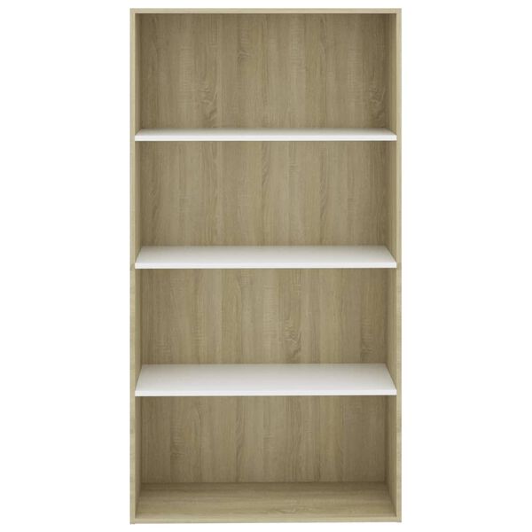 vidaXL Boekenkast met 4 schappen 80x30x151,5 cm hout wit sonoma eiken