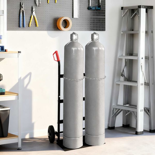 vidaXL Handtrolley Zwart en Rood 63 x 43,5 x 110 cm Staal