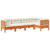 vidaXL 5-delige Loungeset met kussens massief grenenhout wasbruin