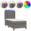 vidaXL Boxspring met matras en LED kunstleer grijs 80x200 cm