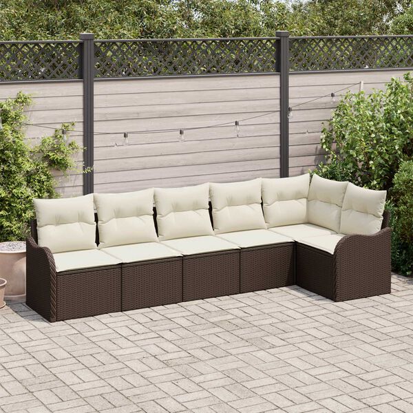 vidaXL Tuin Sofa Set met opslag 6 pcs Bruin poly rattan