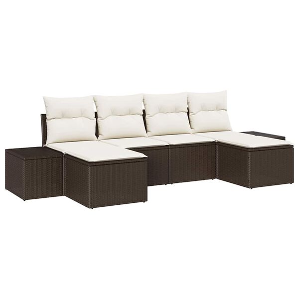 vidaXL Tuin Sofa Set met kussen 6 pcs Bruin poly rattan