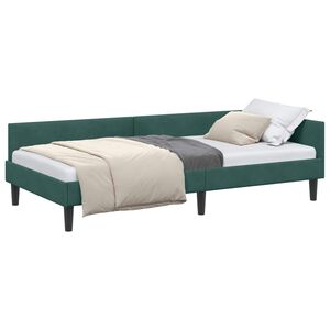 vidaXL Hoekbedframe Donkergroen 90 cm x 200 cm VelvetenPlywood