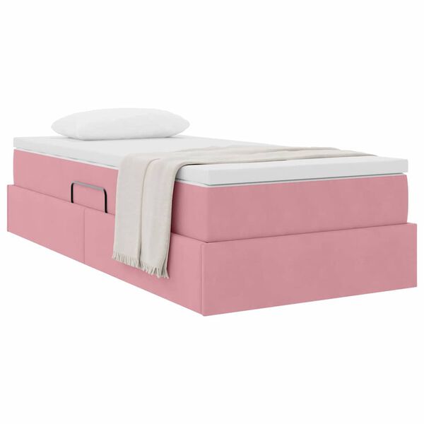 vidaXL Opbergbed met matras met matras Roze 100 x 200 cm Fluweel