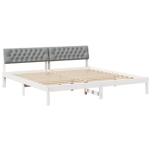 vidaXL Bedframe Wit en lichtgrijs 200 x 200 cm Massief grenenhout