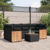 vidaXL 7-delige Loungeset met kussens poly rattan zwart