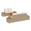 vidaXL Tuinbankenset met kussen 6 pcs Beige Poly riet