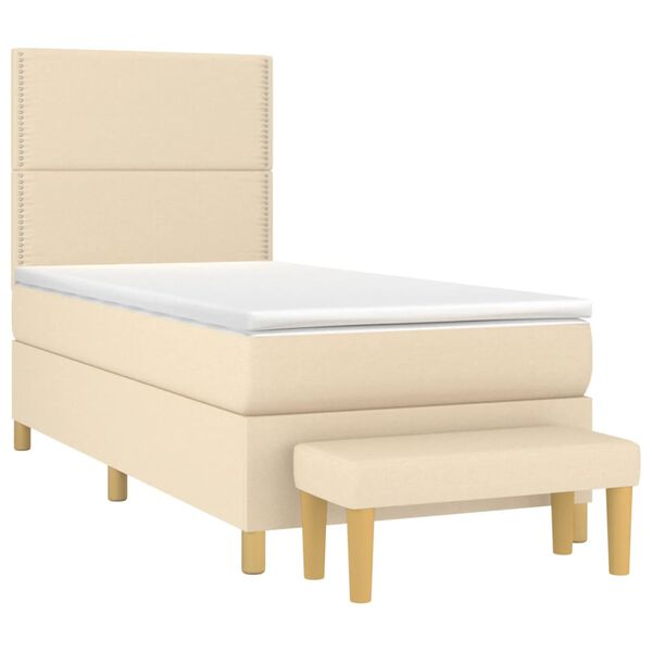 vidaXL Boxspring met matras stof cr&egrave;mekleurig 90x190 cm