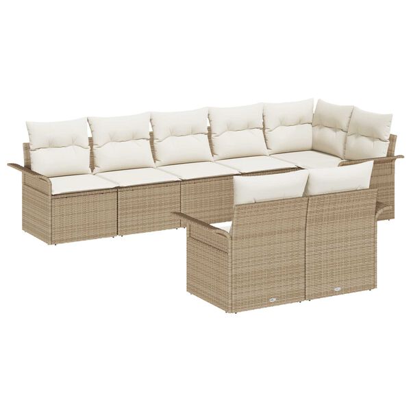 vidaXL Tuin Sofa Set met kussen 8 pcs Beige poly rattan