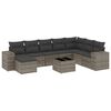 vidaXL 9-delige Loungeset met kussens poly rattan grijs