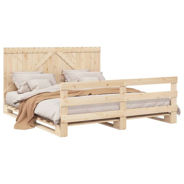 vidaXL Bedframe met hoofdbord massief grenenhout 200x200 cm
