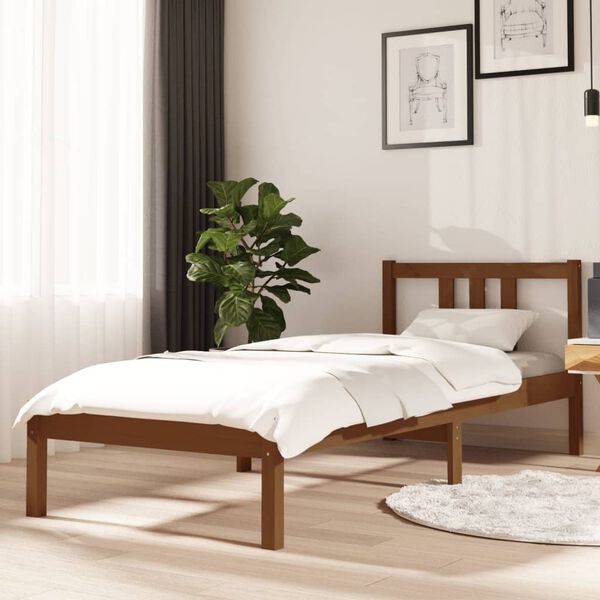 vidaXL Bedframe massief hout honingbruin 75x190 cm