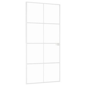vidaXL Binnendeur 93x201,5 cm gehard glas en aluminium smal wit
