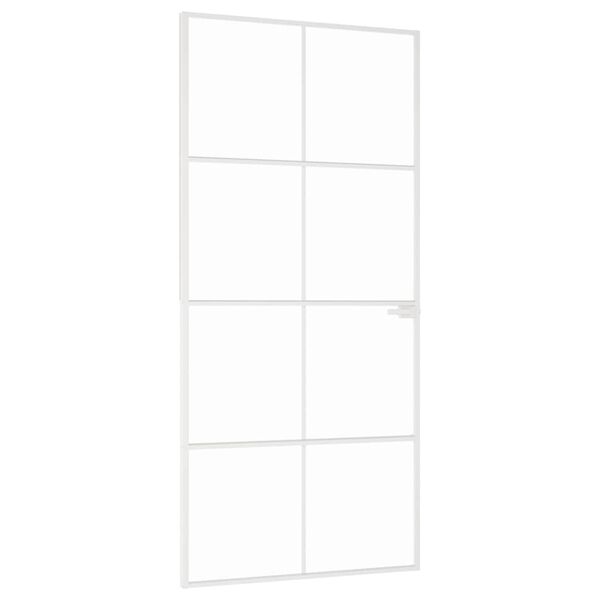 vidaXL Binnendeur 93x201,5 cm gehard glas en aluminium smal wit