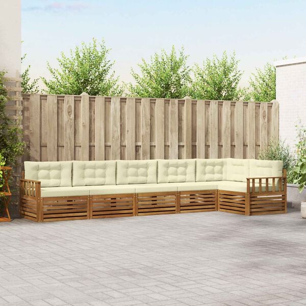 vidaXL Buiten bankenset met kussen 6 pcs Natuurlijk en Cr&egrave;me