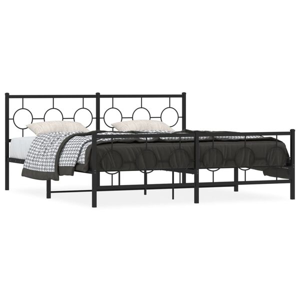 vidaXL Bedframe met hoofd- en voeteneinde metaal zwart 183x213 cm
