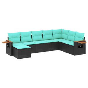 vidaXL 8-delige Loungeset met kussens poly rattan zwart
