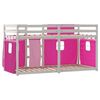 vidaXL Stapelbed met gordijnen 90x190 cm grenenhout roze