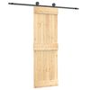 vidaXL Schuifdeur Naturel en Zwart 70 x 210 cm Massief Grenenhout