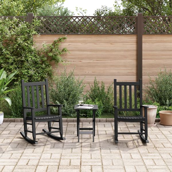 vidaXL Schommelstoelen 2 st voor kinderen massief populierenhout zwart