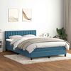 vidaXL Boxspring met matras fluweel donkerblauw 160x220 cm