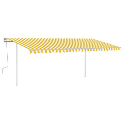 vidaXL Luifel handmatig uittrekbaar met LED 5x3,5 m geel en wit