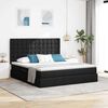 vidaXL Opbergbed met LED met matras Zwart 180 x 200 cm Polyester