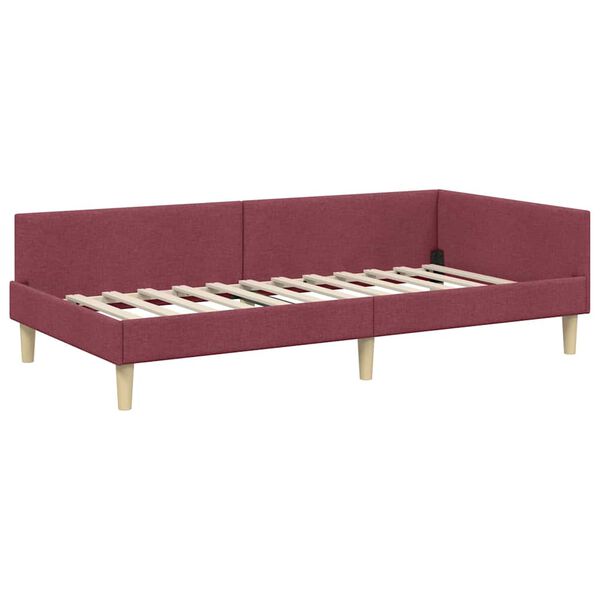 vidaXL Hoekbedframe met hoofdeinde Wijnrood 90 x 190 cm Stof