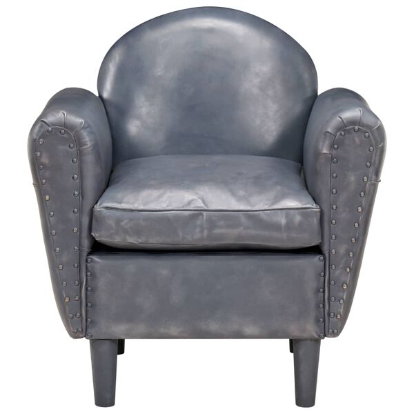 vidaXL Kuipstoel 77x65x79 cm echt leer grijs