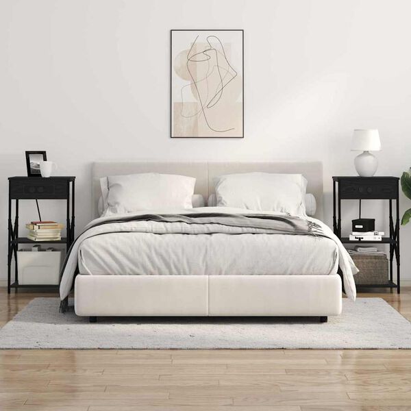 vidaXL Nachtkastje met plank Zwart Eiken 41 x 31 x 76 cm Bewerkt hout