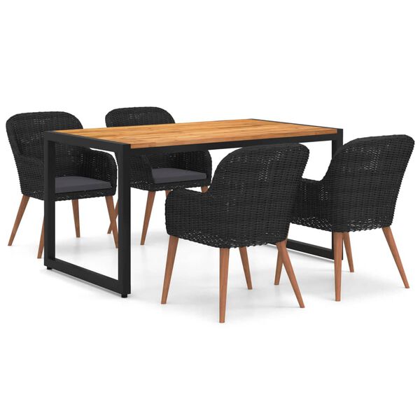 vidaXL 5-delige Tuinset zwart
