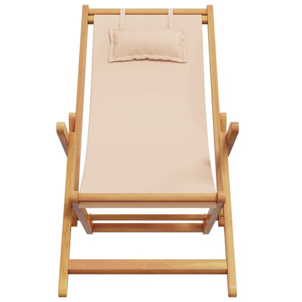 vidaXL Strandstoel inklapbaar massief eucalyptushout en stof beige