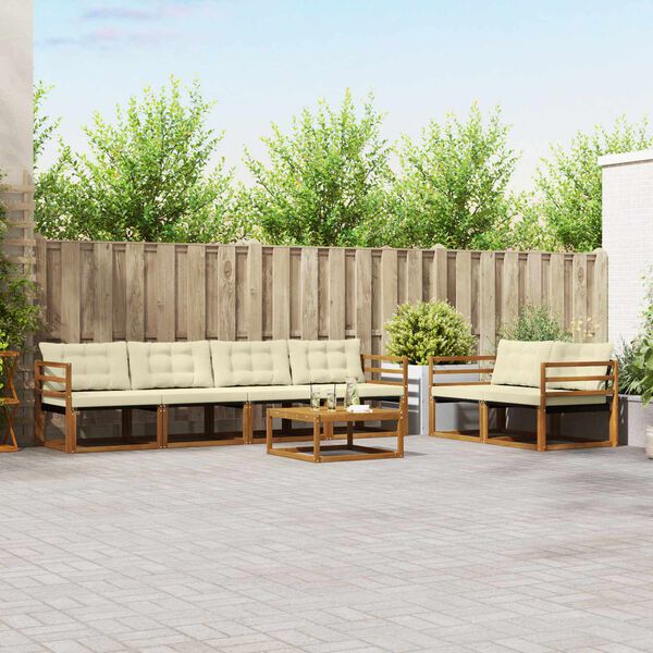 vidaXL Buiten bankenset met kussen 7 pcs Natuurlijk en Cr&egrave;me