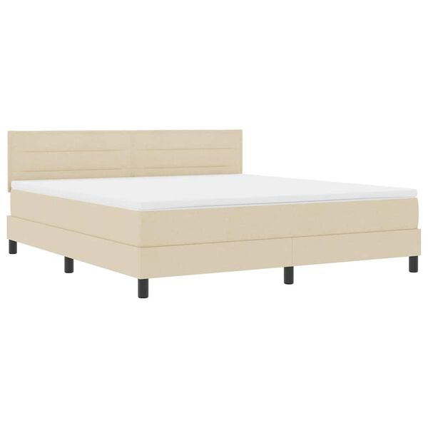 vidaXL Boxspringbed met matras met hoofdeinde Cr&egrave;me 180 x 200 cm Stof