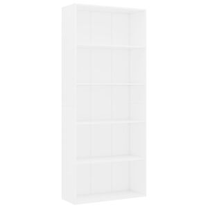 vidaXL Boekenkast met 5 schappen 80x30x189 cm bewerkt hout wit
