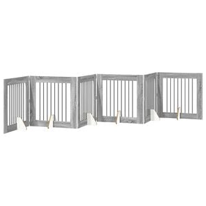 vidaXL Opvouwbaar hondenhek met standaards 6 pcs Grijs sonoma 482 cm