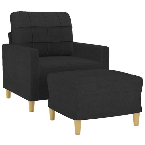 vidaXL Fauteuil met voetenbank 60 cm stof zwart